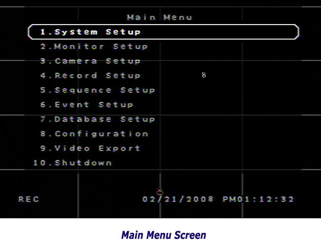 Main Menu Screen