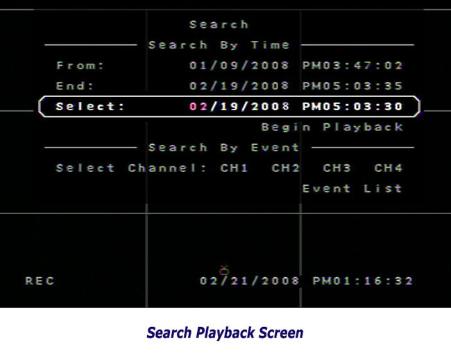 Search Playback Screen