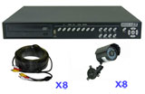 8 camera MPEG4 triplex embedded dvr color system