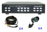 4 camera MPEG4 triplex embedded dvr color system with USB backup