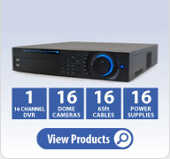 16 Camera Digital Video Recorder Systems come with DVR, 16 cameras, cable, connectors, documentation, warranty, and free technical support.