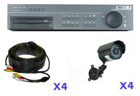  4 Camera Advanced MPEG4 120fps Real Time Pentaplex Embedded DVR Color System