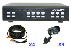 4 camera MPEG4 triplex embedded dvr color system with USB backup