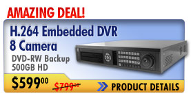 8 Camera H.264 Premium Embedded DVR w/ DVD-RW backup