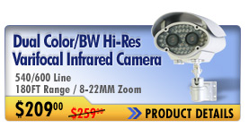 Dual Color/BW Hi-Res Varifocal Infrared Camera