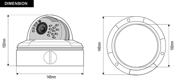 Dome camera dimensions