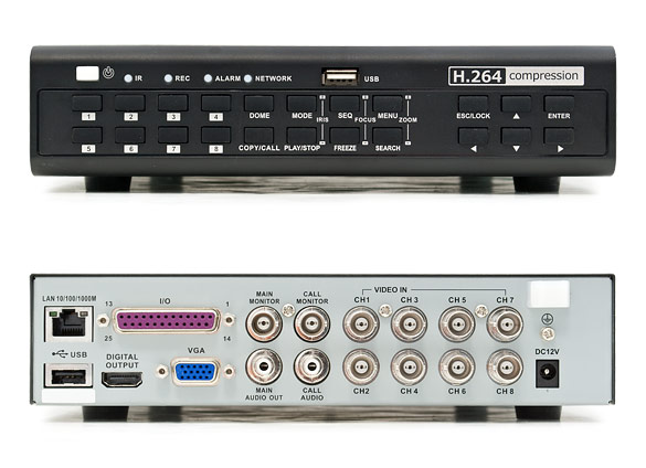 Front and rear view of DVRMINIH8